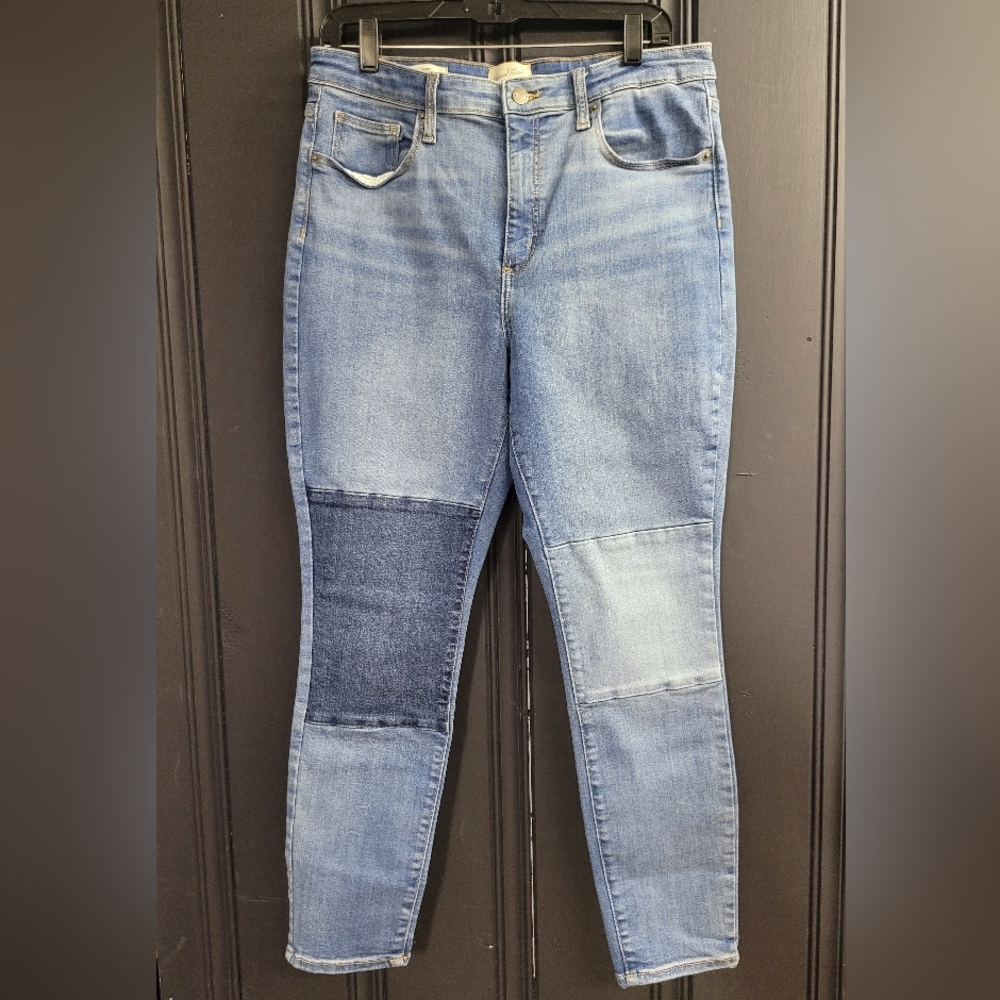 Patchwork High Rise Skinny Denim Jeans